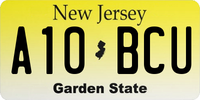 NJ license plate A10BCU