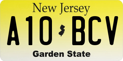 NJ license plate A10BCV