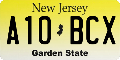 NJ license plate A10BCX