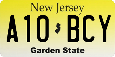 NJ license plate A10BCY