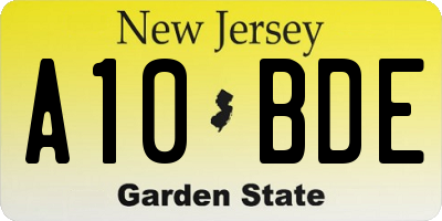 NJ license plate A10BDE