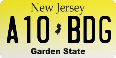 NJ license plate A10BDG