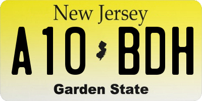 NJ license plate A10BDH