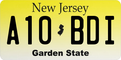 NJ license plate A10BDI