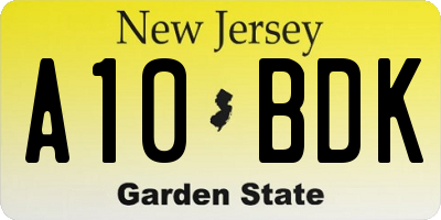 NJ license plate A10BDK