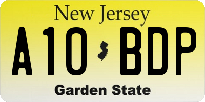 NJ license plate A10BDP