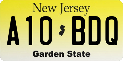 NJ license plate A10BDQ