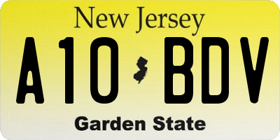 NJ license plate A10BDV