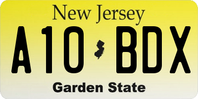NJ license plate A10BDX