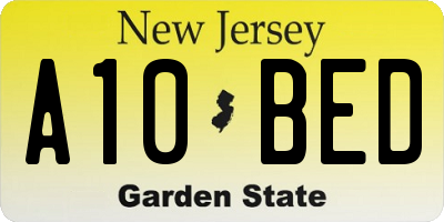 NJ license plate A10BED