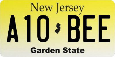 NJ license plate A10BEE