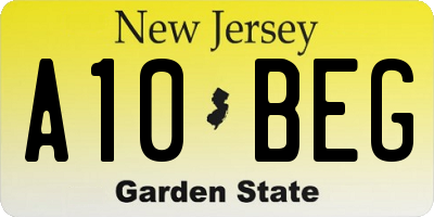 NJ license plate A10BEG