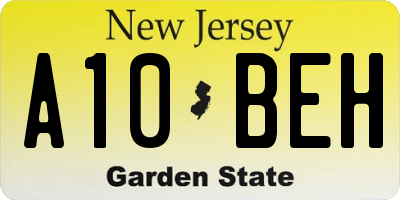 NJ license plate A10BEH