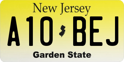 NJ license plate A10BEJ