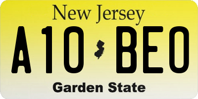 NJ license plate A10BEO
