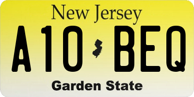 NJ license plate A10BEQ