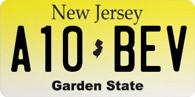 NJ license plate A10BEV