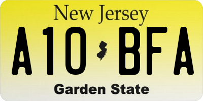 NJ license plate A10BFA