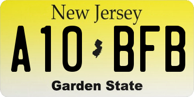 NJ license plate A10BFB