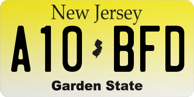 NJ license plate A10BFD