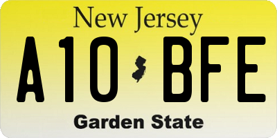 NJ license plate A10BFE