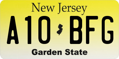 NJ license plate A10BFG