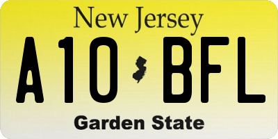 NJ license plate A10BFL