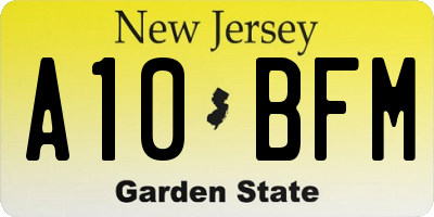 NJ license plate A10BFM