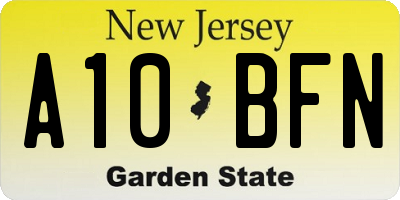 NJ license plate A10BFN