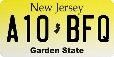 NJ license plate A10BFQ