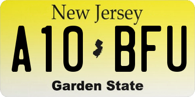 NJ license plate A10BFU