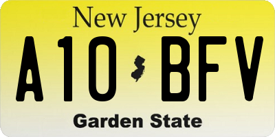 NJ license plate A10BFV