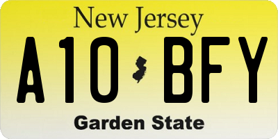 NJ license plate A10BFY