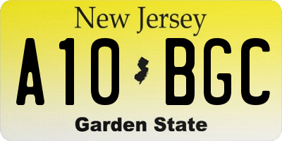 NJ license plate A10BGC