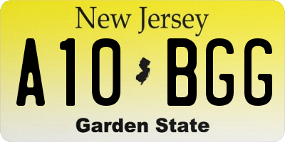 NJ license plate A10BGG