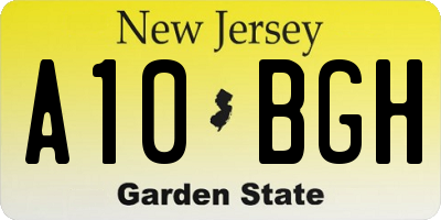 NJ license plate A10BGH