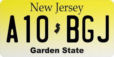 NJ license plate A10BGJ