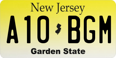 NJ license plate A10BGM