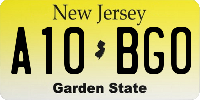 NJ license plate A10BGO