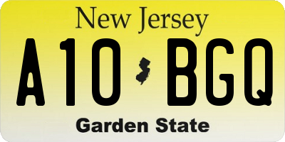 NJ license plate A10BGQ