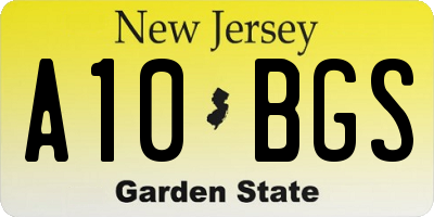 NJ license plate A10BGS