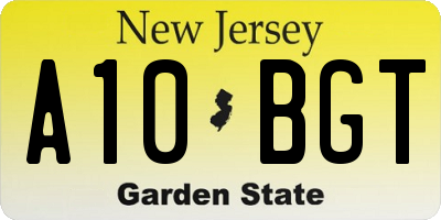 NJ license plate A10BGT