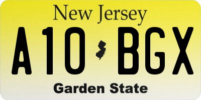 NJ license plate A10BGX