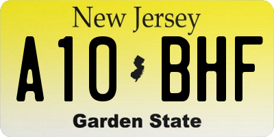 NJ license plate A10BHF