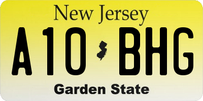 NJ license plate A10BHG