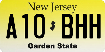 NJ license plate A10BHH