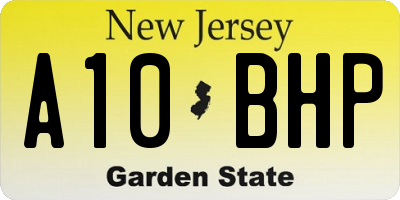 NJ license plate A10BHP