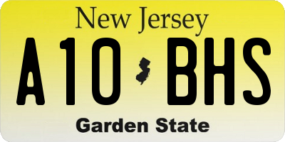 NJ license plate A10BHS