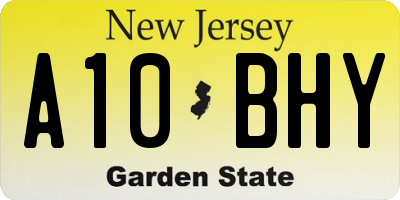 NJ license plate A10BHY