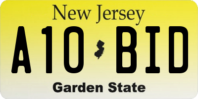 NJ license plate A10BID